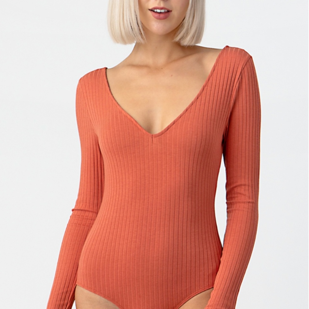 Double V-Neck Long Sleeve Bodysuit